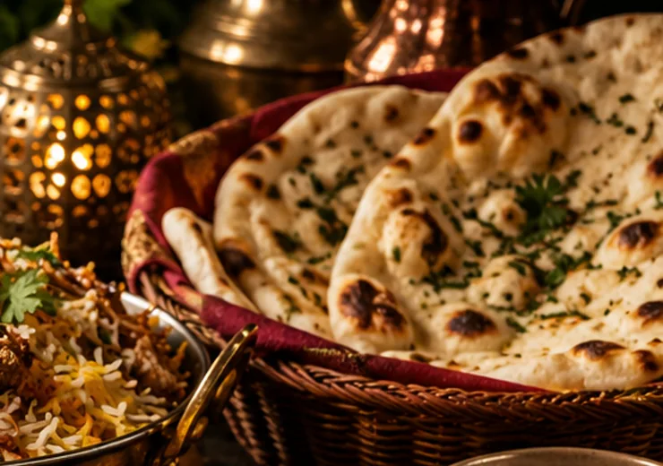 Frisch gebackenes Naan aus der indischen Küche